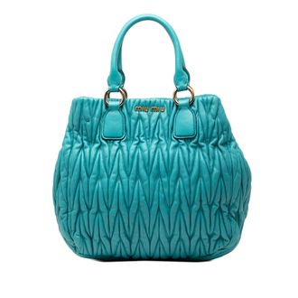 Miu Miu Pre-owned Womens Matelasse Nappa Tote - Marine Leather - One Size