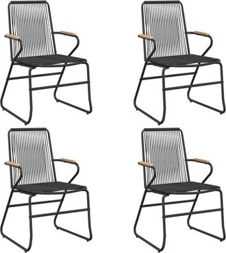 vidaXL Vidaxl - Garden Chairs 4 pcs Black 58x59x85.5 cm pvc Rattan