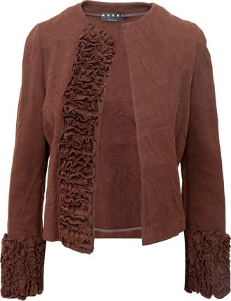 Marni Pre-owned Womens Twill Jacket - 10s - Brown Cotton - Size EU 38 (Womens)