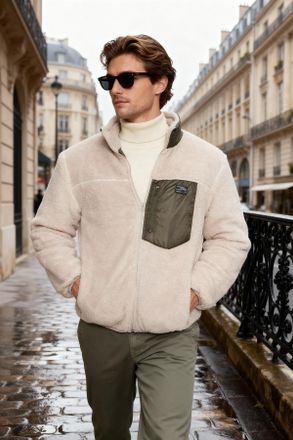 Trendyol MAN Heren Ecru Colorblock Lang Regular fit Winter Jassen