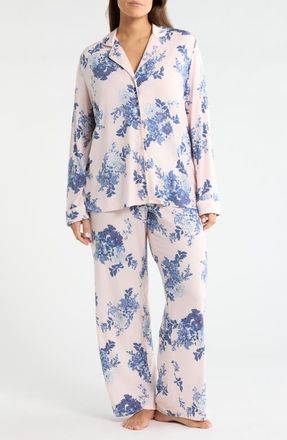 Nordstrom Moonlight Eco Knit Pajamas in Pink- Blue Primavera Floral at Nordstrom, Size 1X