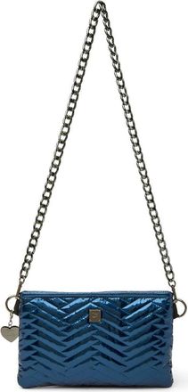 Think Royln Almost Famous Quilted Crossbody Bag in Glossy Navy Patent at Nordstrom