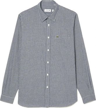 Lacoste Camicia in flanella di cotone - Heren - Casual Overhemden - Blauw - 2XL - Katoen - Overhemden