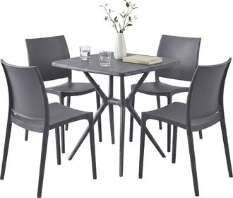 Clp Conjunto De Muebles De Jard&iacute;n Amino Con 4 Sillas Gris Oscuro