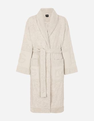 Dolce & Gabbana Bathrobe In Terry Cotton Jacquard - Monochrome Bathrobes Multicolor Xxxl