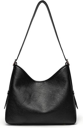 Generic Shoulder Bag Black PU Leather Tote Bag with Adjustable Shoulder Strap for Women (Style 1)