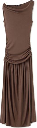 Mango Asymmetric Gather Maxi Dress in Brown at Nordstrom, Size 4