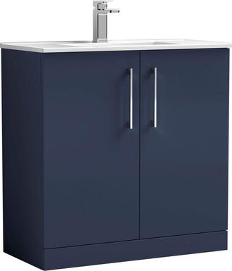 Nuie Nuie - Arno Floor Standing 2-Door Vanity Unit with Basin-2 800mm Wide - Midnight Blue
