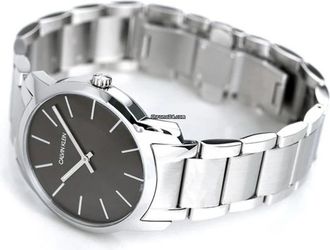 Calvin Klein City - Stalen Quartz Horloge - 37mm - Grijs - Heren - Horloges - Wit - ONE Size - Accessoires