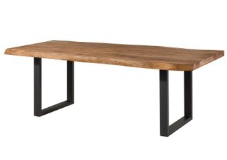 Massivmoebel24 Freeform 5 Tavolo Da Pranzo In Legno Di Sheesham - Verniciato Natur / Gambe In Ferro U Antracite Matt 240x100