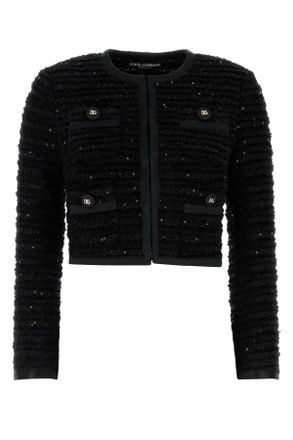 Dolce & Gabbana Womens Black Tweed Blazer viscose - Size EU 38 (Womens)