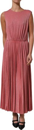 Dolce & Gabbana Womens Coral Pink Pleated Sleeveless Max Dress