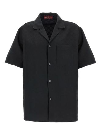 Gucci jacquard bowling shirt - men - Linen/Flax/Polyester - 46 - Black