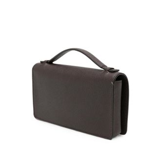 Valentino Garavani Womens Clutch Bag Vlogo Signature Brown Leather Calf