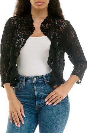Nina Leonard Lace Three-Quarter Sleeve Bolero in Black at Nordstrom Rack, Size Large