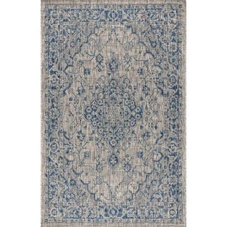 Jonathan Y Designs Rozetta Boho Medallion Textured Weave Indoor/Outdoor Area Rug in Gray/navy at Nordstrom, Size 2Ft 0In X 8Ft 0In