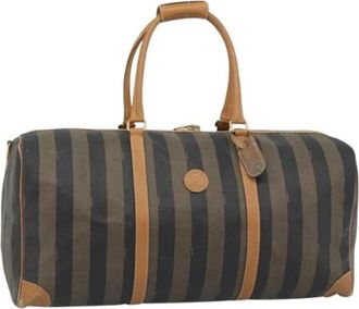 Fendi Pre-owned Boston Bag (Pequin Canvas) - Dames - Vintage Weekendtas - Bruin - ONE Size - Leer - Vintage