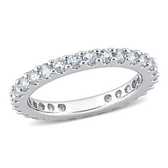 Mimi & Max 7/8ct TGW Aquamarine Eternity Ring 10k White Gold