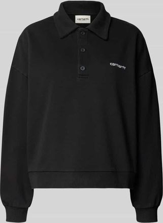Carhartt Work in Progress Sweatshirt mit Polokragen und Label-Stitching Modell Brenta in Black, Gr&ouml;&szlig;e XS