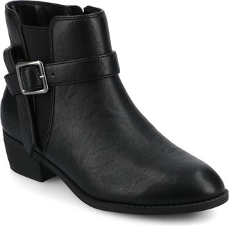 Journee Collection Womens Devina Medium and Wide Width Buckle Detail Ankle Booties