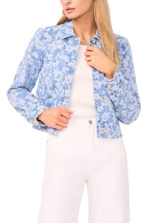 Ted Baker Rose Print Denim Jacket in Granada Sky at Nordstrom, Size X-Small