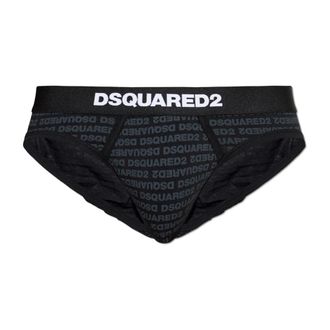 Dsquared2 Bottoms, male, Black, Size: 2XL Cotton Briefs with Monogram