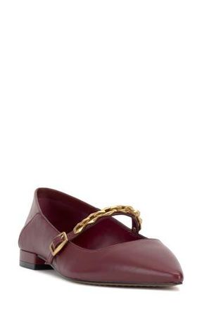Vince Camuto Aylin Mary Jane Pointed Toe Flat in Chianti Deluxe Nappa Leather at Nordstrom Rack, Size 7