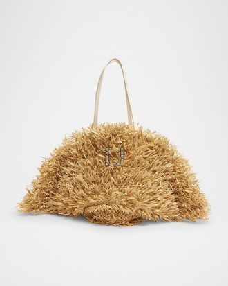 Roger Vivier Large Fan Fringe Raffia Shoulder Bag