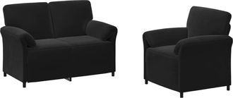 vidaXL Juego De Sof&aacute; 2 Uds. Negro Terciopelo Vidaxl