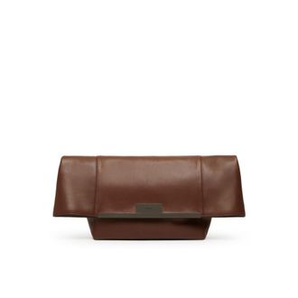 Max Mara Large Clutch In Natural Leather Max Mara