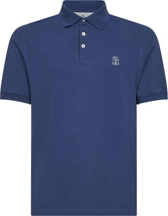 Brunello Cucinelli Polo Shirts, male, Blue, 3XL, Cotton Polo Shirt
