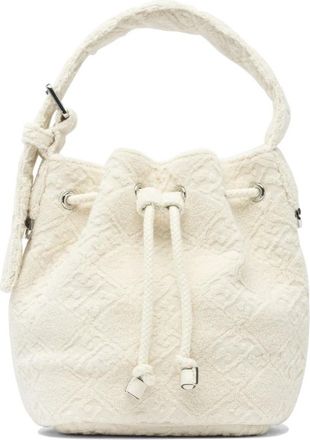 Tory Burch Witte Handtas met T Monogram - Dames - Schoudertassen - Wit - ONE Size - Katoen - Tassen