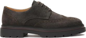 Kazar Bruine derby halfschoenen met rozetdecoratie - Heren - Veterschoenen - Bruin - 46 EU - Wol - Schoenen