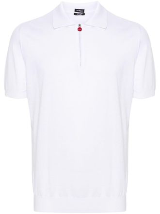 Kiton Geribbeld poloshirt - Wit