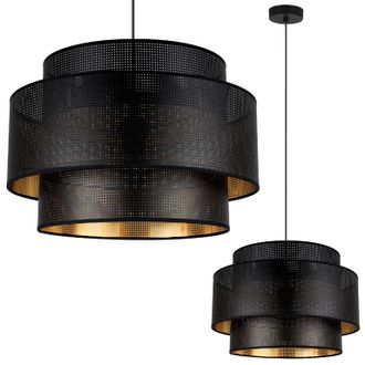 OEM L&aacute;mpara Colgante Asti Trio Negra Y Dorada Malla 45cm