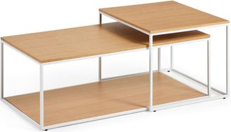 K Home Design Couchtisch Set Xoanny, Eiche Natur/Weiss