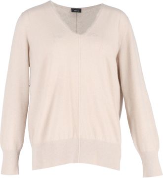 Akris V-Neck Jumper in Beige Wool