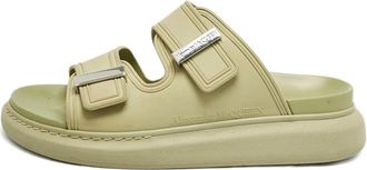 Alexander McQueen Sandali slides con fibbia - Verde