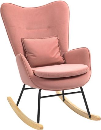 HOMCOM Homcom - Velvet Rocking Chair with Lumbar Pillow for Living Room Bedroom