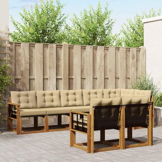 vidaXL Vidaxl Set Di Divani Da Esterno 8 Pz Naturale E Beige
