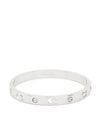 Coach hinged crystal bracelet - women - Silver Plated - One Size
