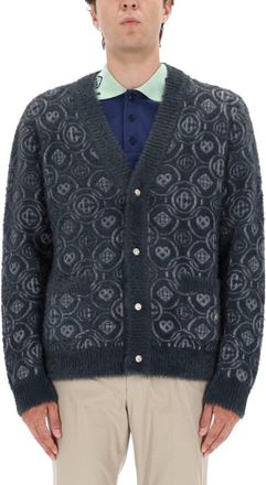 Casablanca Textured Knit Cardigan With Subtle Logo Motifs