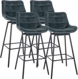 Clp Juego De 4 Taburetes De Bar Weston Giratorios Gris Oscuro Terciopelo