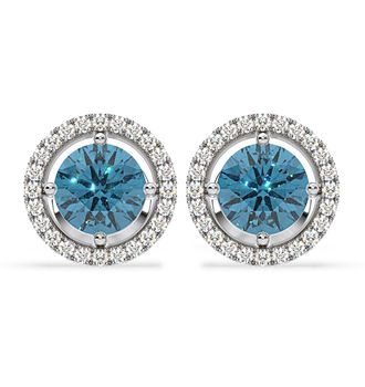 The Diamond Store Ella Blue Lab Diamond 2.45ct Halo Earrings in 18K White Gold - Elara Collection
