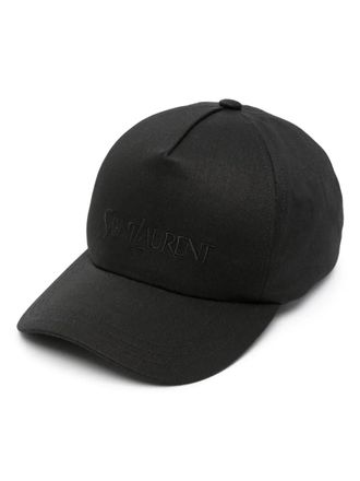 Saint Laurent Cap aus Gabardine-Gewebe mit Saint Laurent Logo-Stickerei