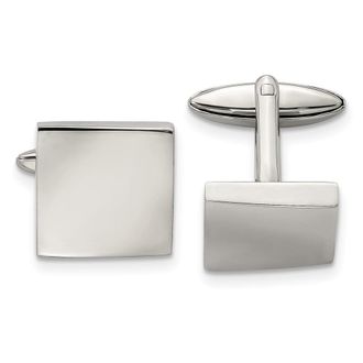 Diamond2Deal Stainless Steel Polished Square Cufflinks