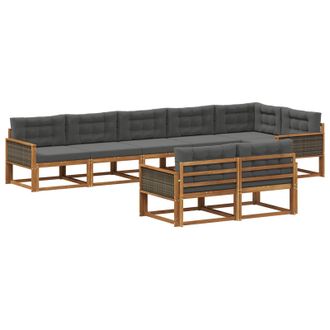 vidaXL Conjunto De Sof&aacute;s De Exterior 8 Pcs Natural Y Antracita Vidaxl