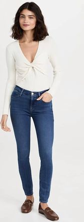 Frame Denim High Rise Skinny Jeans In Hart, Blue