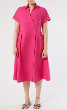 Marina Rinaldi Gabbia Wrap Midi Dress in Fuchsia at Nordstrom, Size 12W