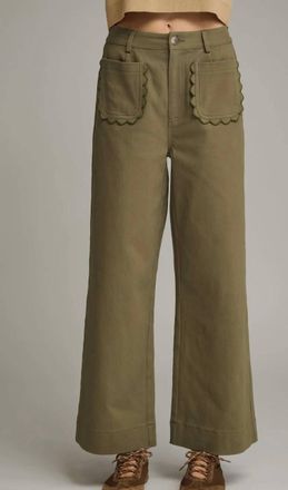 Entro Harper Scallop Pants In Olive